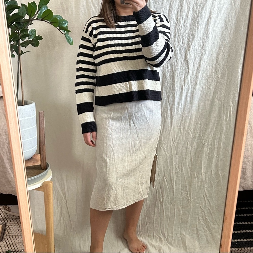 Vintage Ann Taylor Striped Cotton Blend 
 Crop Pullover Sweater.‎ Size L